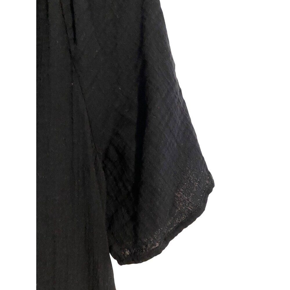 Old Navy Black Cotton Demi Swing Dress M Short Sleeves Lightweight Womens Flowy - Picture 11 of 11